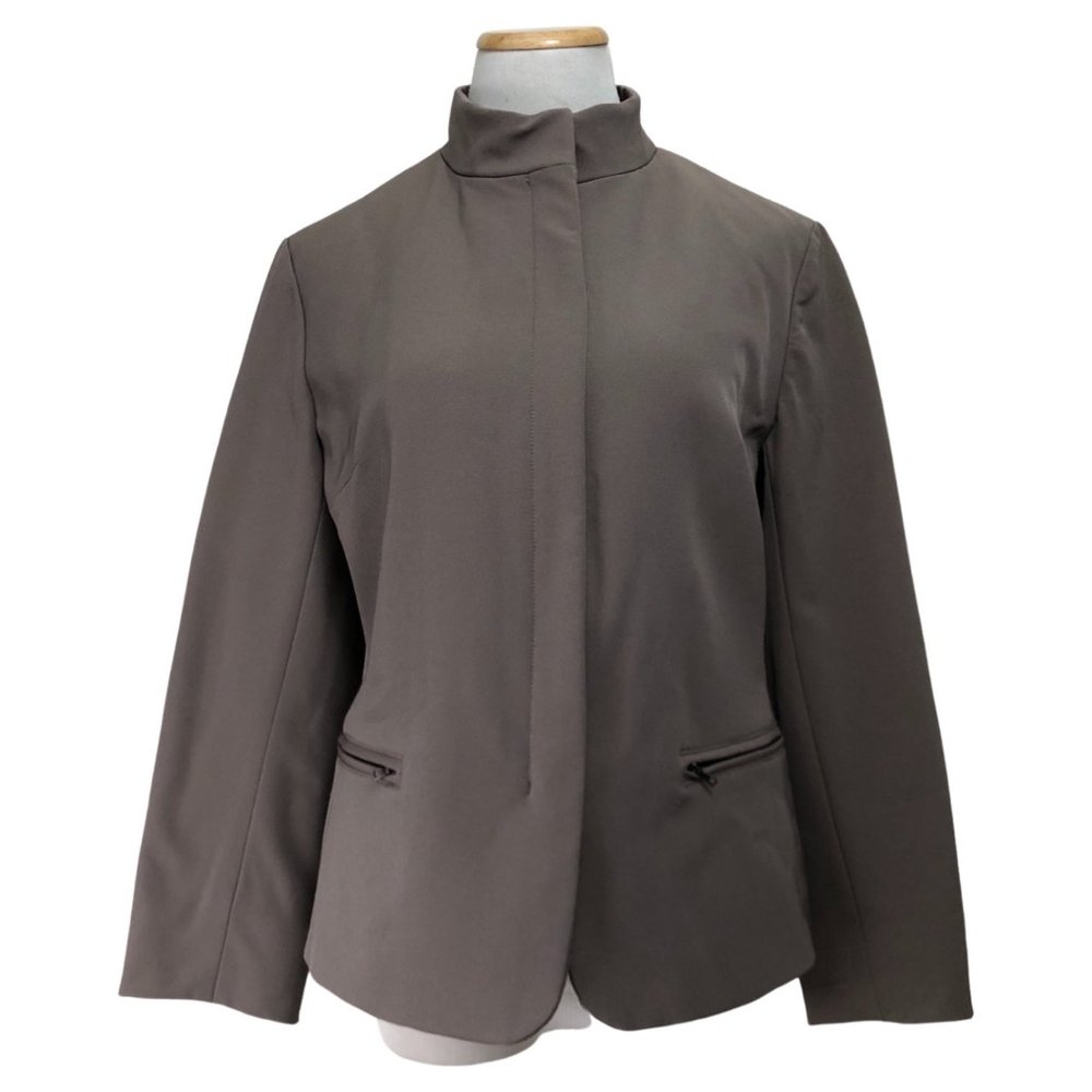 Authier Jacket Size 8 Taupe Gray Twill Zip Up